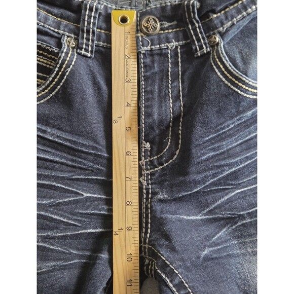 Lamasini Jeans Mens 30x30 Measure 28x32 Blue Denim Distressed Embellished Grunge - Picture 7 of 13